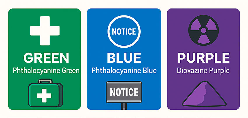 綠色、藍(lán)色和紫色安全顏色應(yīng)用