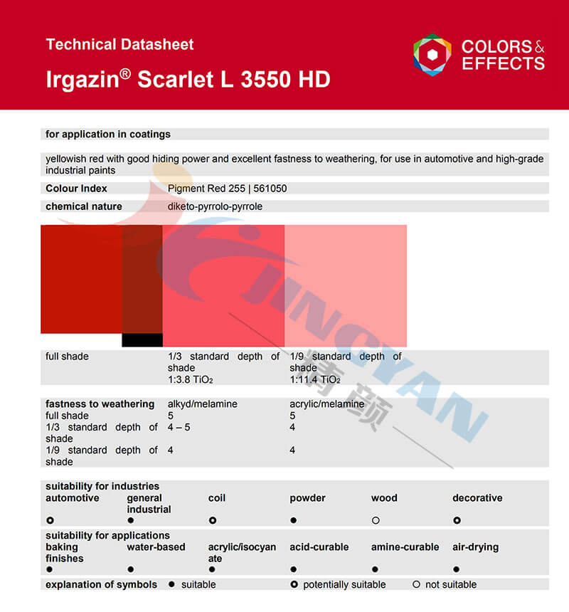 巴斯夫顏料DPP紅L3550HD TDS技術(shù)數(shù)據(jù)表