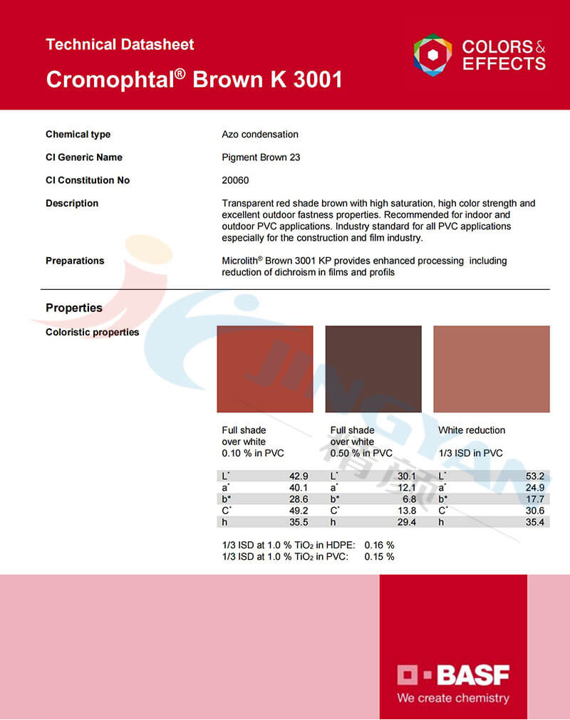 巴斯夫K3001顏料棕TDS報(bào)告