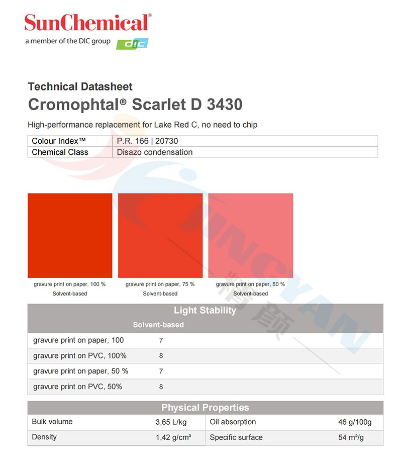 固美透D3430偶氮縮合顏料TDS報告